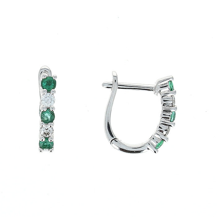 Ladies 14kt White Gold 0.21cts Emerald and 0.13cts Diamond Earrings