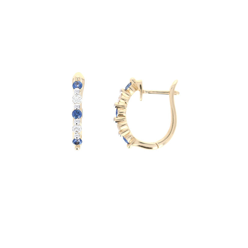 Ladies 14kt Yellow Gold 0.26cts Sapphire and Diamond Earrings