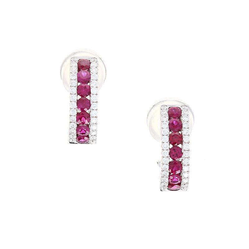 Ladies 18kt White Gold 1.95cts Ruby and 0.81cts Diamond Earrings