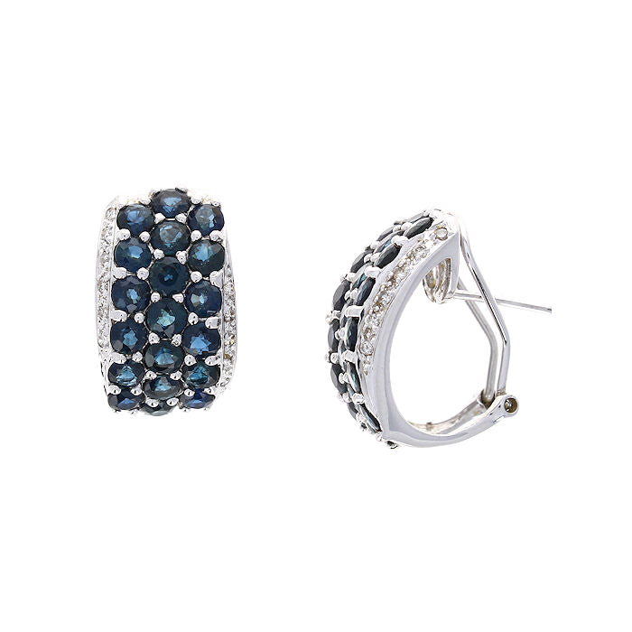 Ladies 18kt White Gold 8.00cts Sapphire and 0.24cts Diamond Earrings