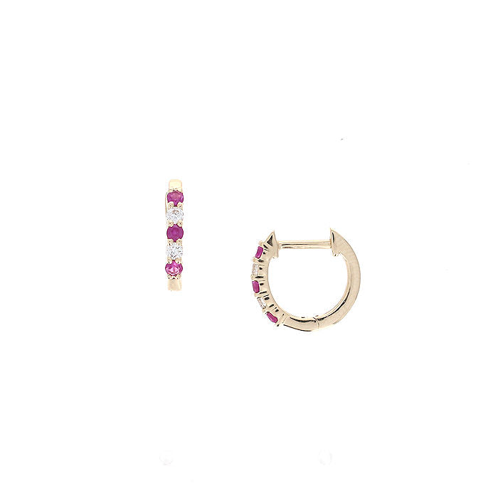 Ladies 14kt Yellow Gold 0.15cts Ruby and 0.10cts Diamond Earrings