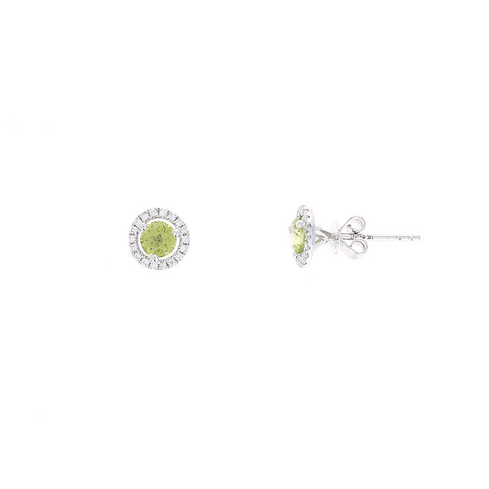 Ladies 14kt White Gold 0.85cts Peridot and 0.14cts Diamond Earrings