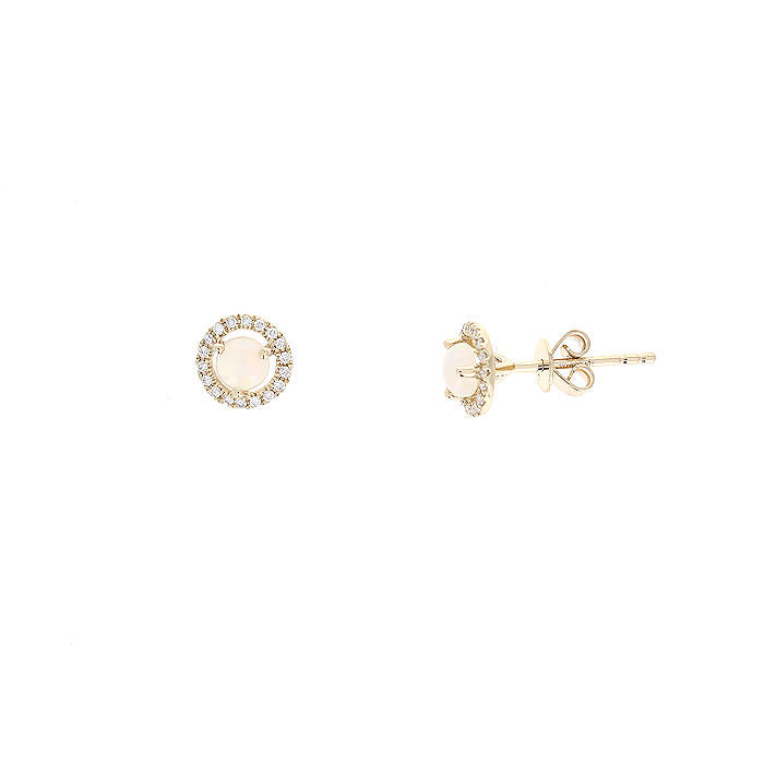 Ladies 14kt Yellow Gold 0.44cts Opal and 0.14cts Diamond Earrings