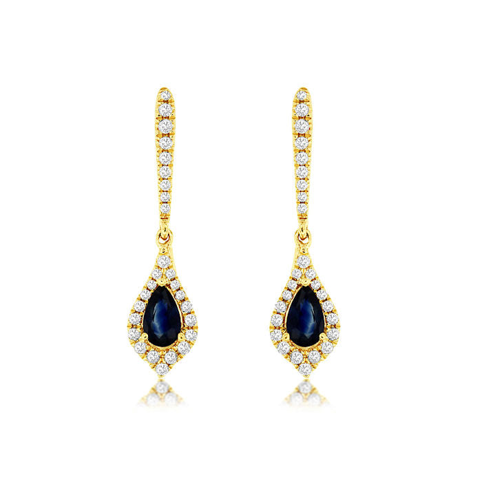 Ladies 14kt Yellow Gold 0.55ct Sapphire and Diamond Earrings