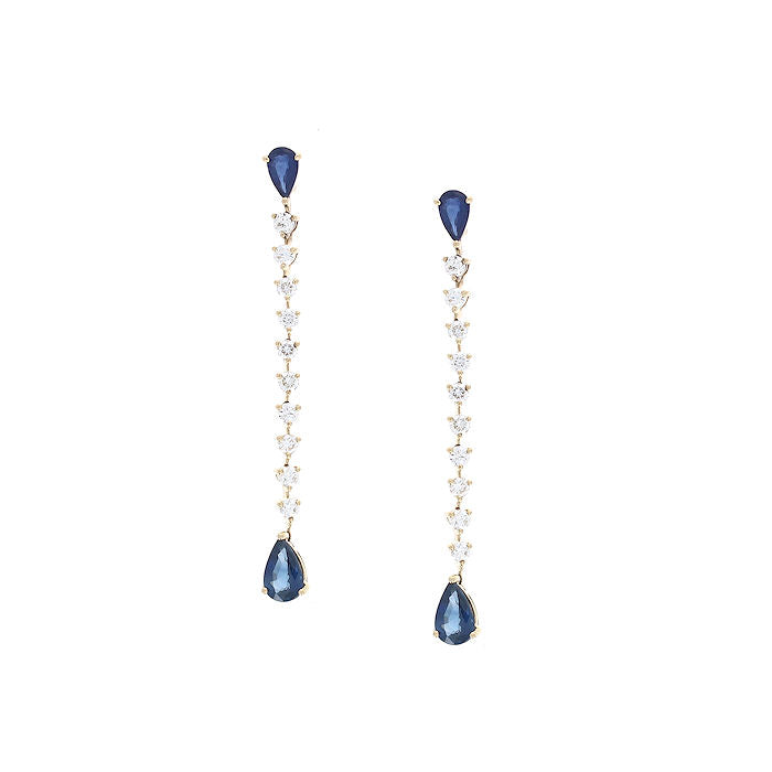 Ladies 14kt Yellow Gold 1.62cts Sapphire and 0.60cts Diamond Earrings