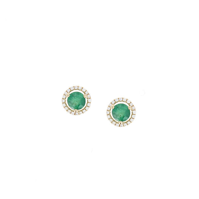 Ladies 14kt Yellow Gold 1.20cts Emerald and Diamond Earrings