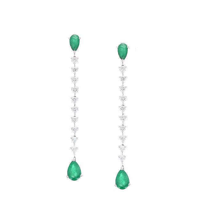 Ladies 14kt White Gold 1.18cts Emerald and 0.60cts Diamond Earrings