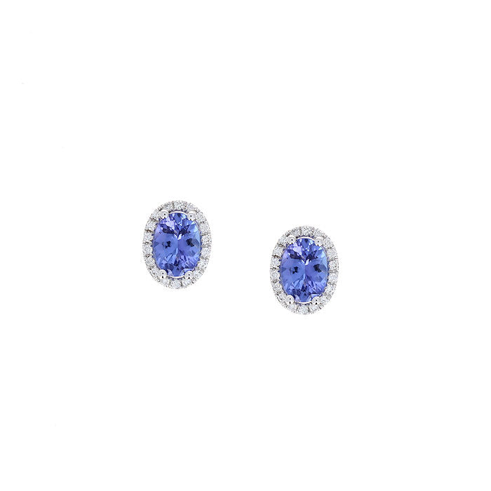 Ladies 14kt White Gold 1.68cts Tanzanite and 0.19cts Diamond Earrings