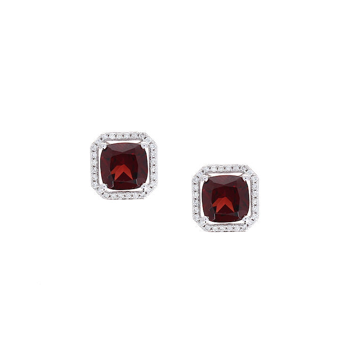 Ladies 14kt White Gold 3.30cts Garnet and 0.29cts Diamond Earrings