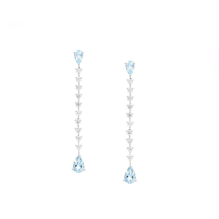 Ladies 14kt White Gold 1.25cts Aquamarine and 0.60cts Diamond Earrings