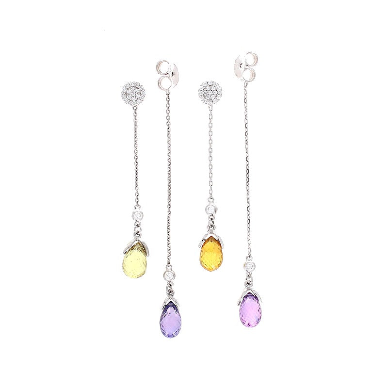 Ladies 14kt White Gold 7.96ct Sapphire And 0.34cts Diamond Earrings