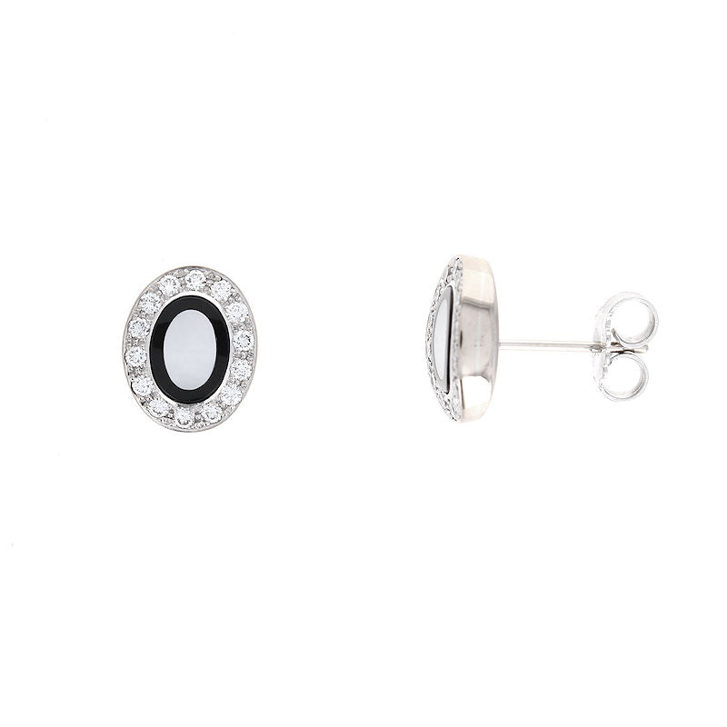 Ladies 18kt White Gold Mother Of Pearl and Diamond Earrings