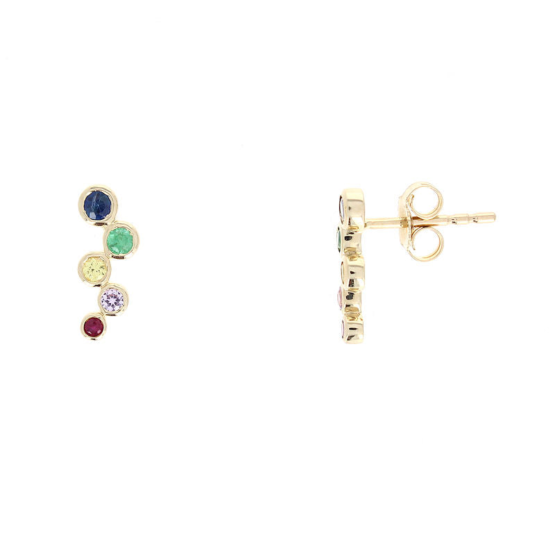 Ladies 14kt Yellow Gold 0.34cts MultiColored Sapphire Earrings