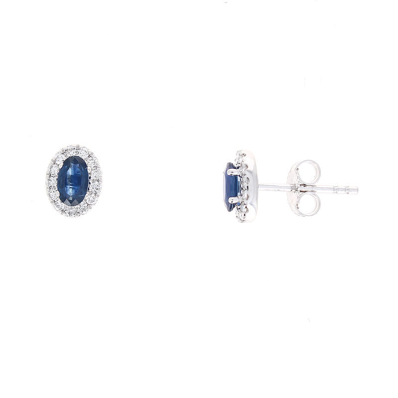 Ladies 14kt White Gold 0.56cts Blue Sapphire and 0.18cts Diamond Earrings