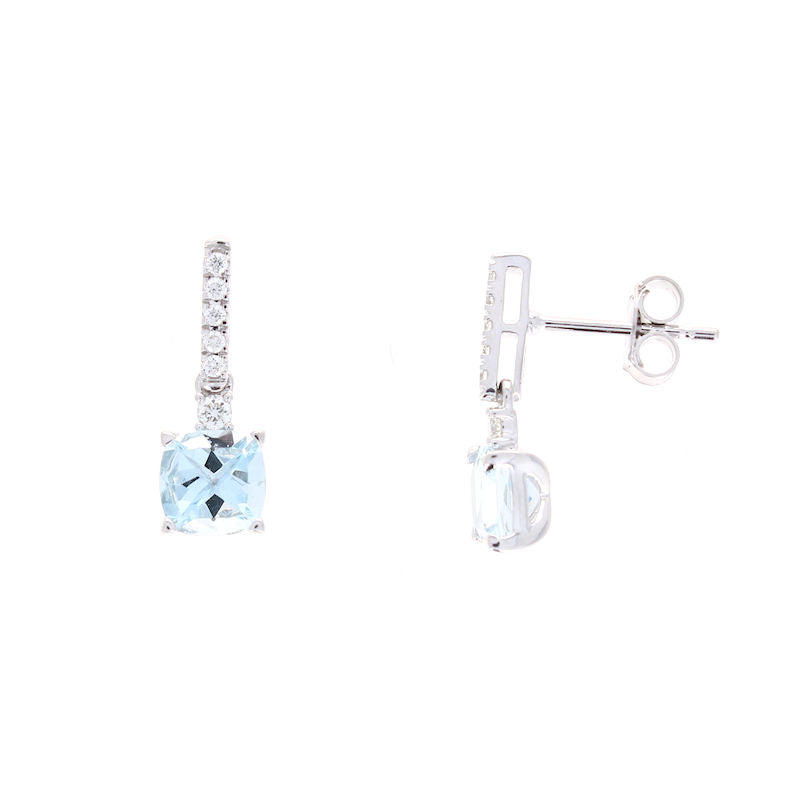 Ladies 14kt White Gold 1.68cts Aquamarine and Diamond Earrings