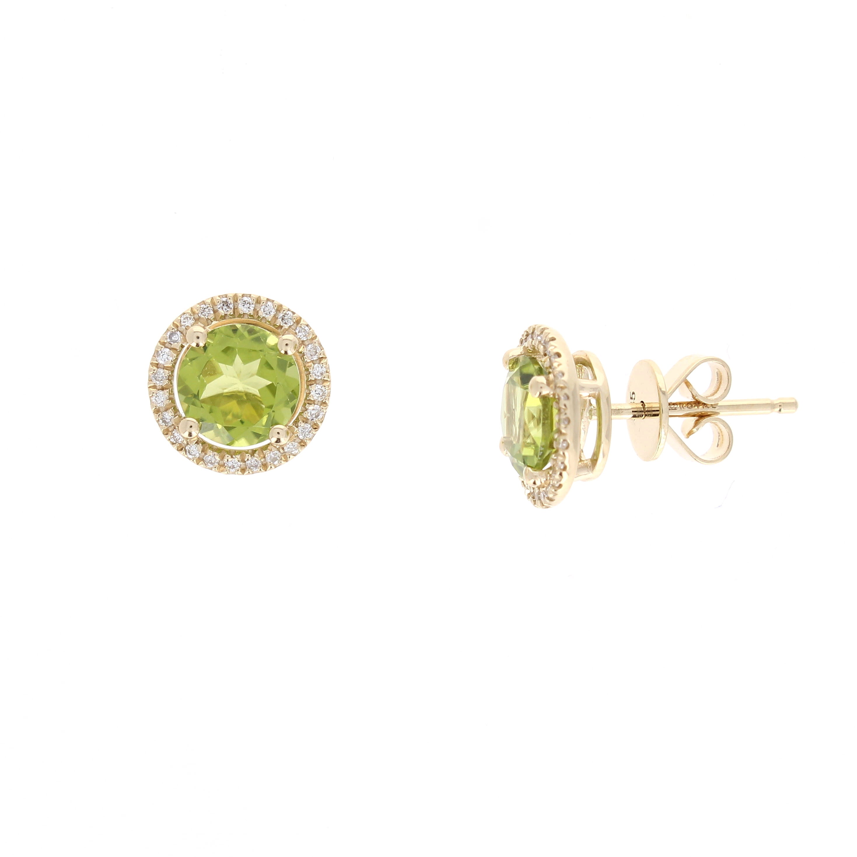 Ladies 14kt Yellow Gold 2.25cts Peridot and 0.15cts Diamond Earrings