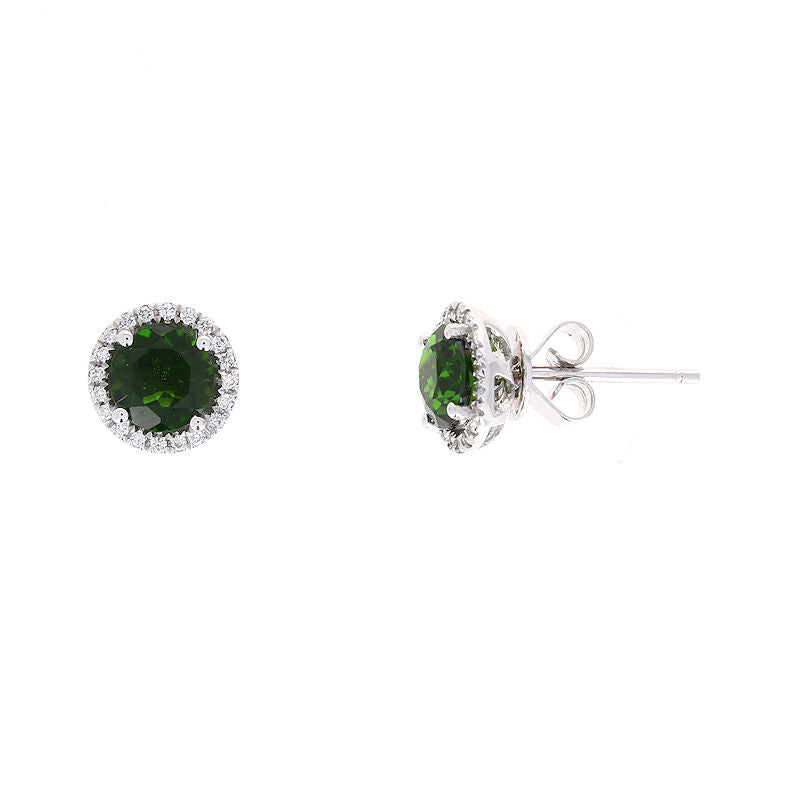 Ladies 14kt White Gold 2.00cts Russalite and 0.16cts Diamond Earrings