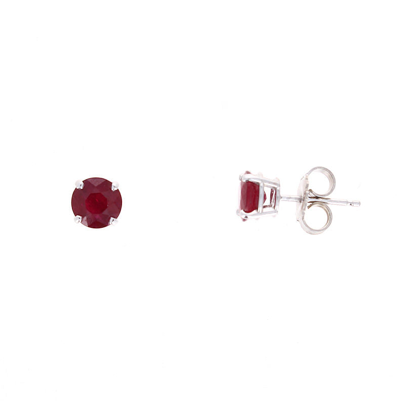 Ladies 14kt Whiite Gold 1.65cts Ruby Earrings