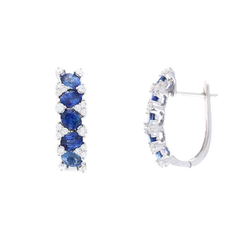 Ladies 14kt White Gold 2.33cts Sapphire and 0.37cts Diamond Earrings