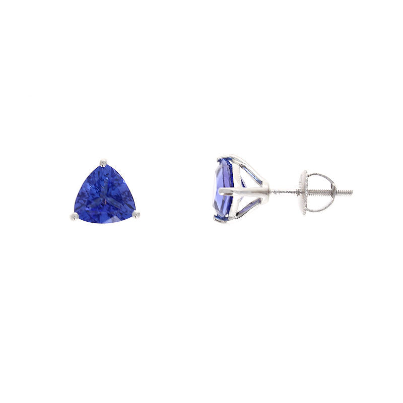 Ladies Platinum 3.00cts Trillion Cut Tanzanite Earrings