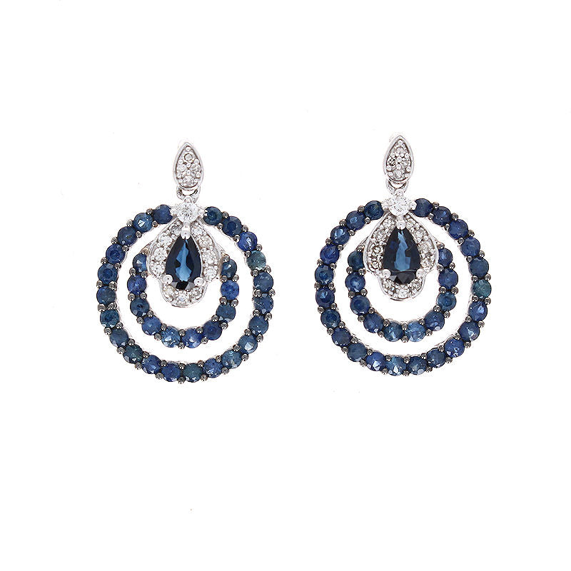 Ladies 14kt White Gold 1.78cts Sapphire and 0.19cts Diamond Earrings