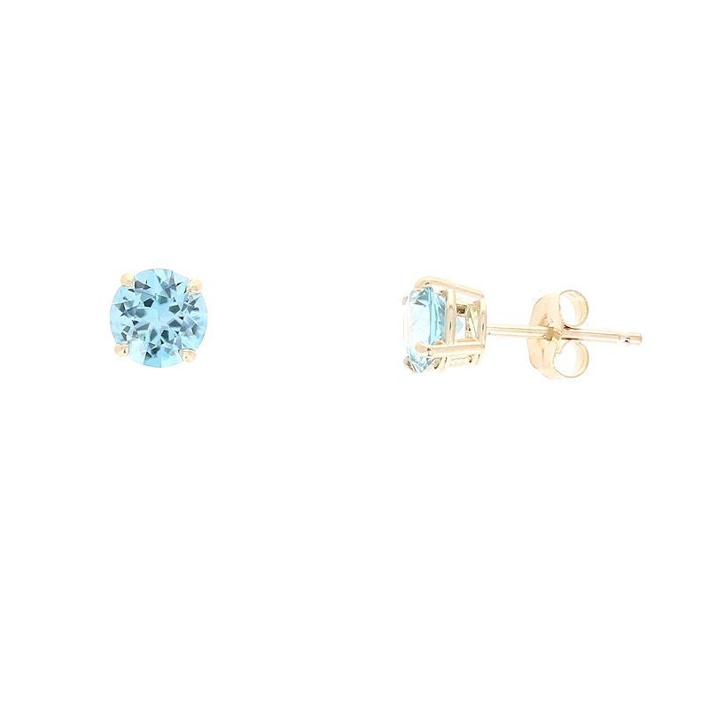 Ladies 14kt Yellow Gold 1.63cts Blue Zircon Stud Earrings