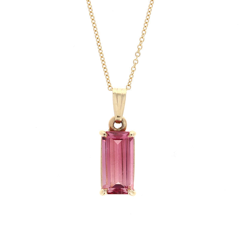 Ladies 14kt Yellow Gold 3.34ct Pink Tourmaline Pendant