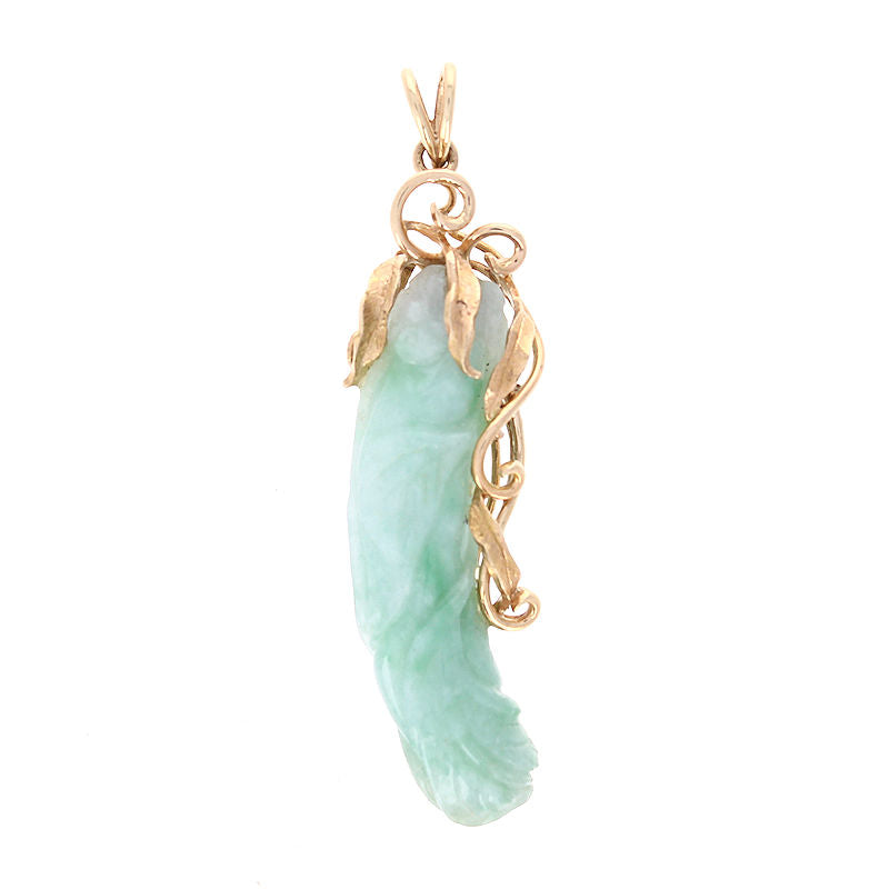Ladies 14kt Yellow Gold Jade Pendant