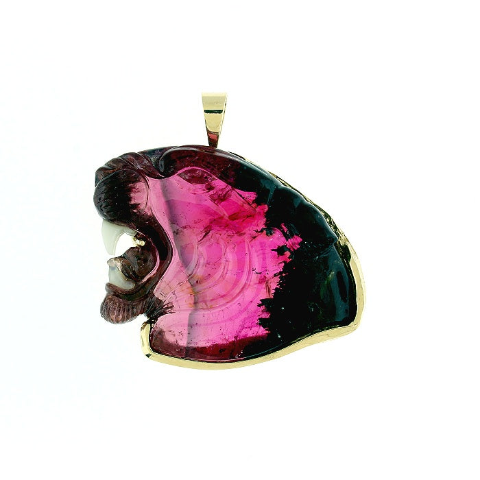 Ladies 14kt Yellow Gold 72.55ct Tourmaline Panther Pendant