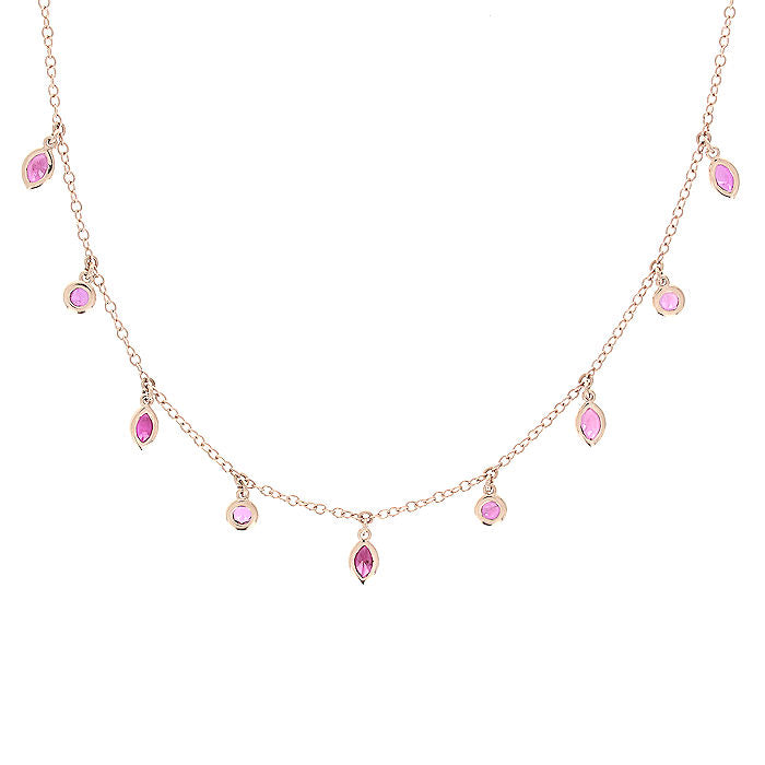 Ladies 14kt Rose Gold 1.39cts Ruby Necklace