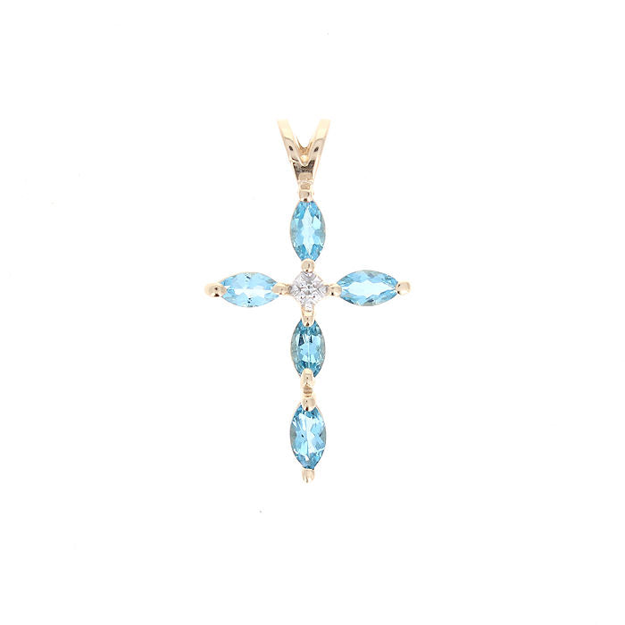 Ladies 14kt Yellow Gold 1.25cts Blue Topaz Pendant