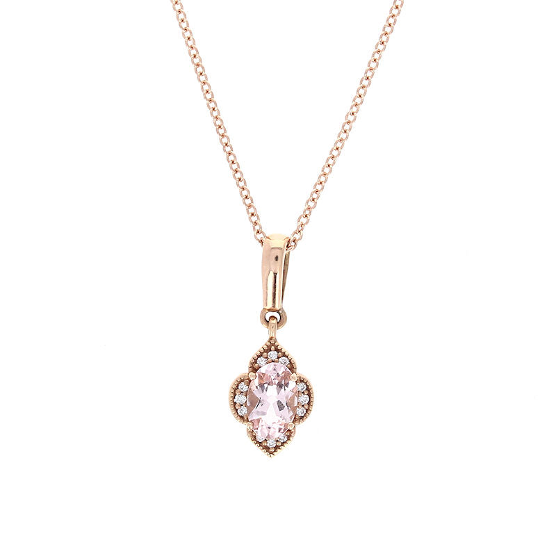 Ladies 14kt Rose Gold Morganite and Diamond Pendant
