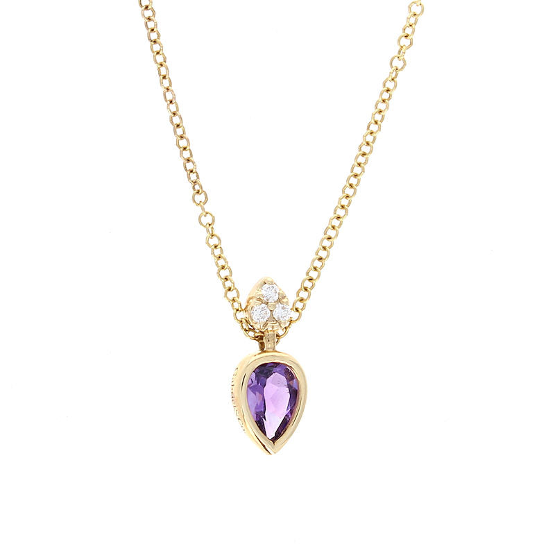 Ladies 14kt Yellow Gold 0.36cts Amethyst and Diamond Pendant
