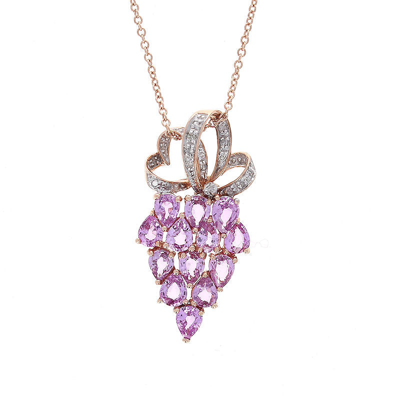 Ladies 10kt Rose Gold 2.08cts Pink Sapphire and 0.03cts Diamond Pendant