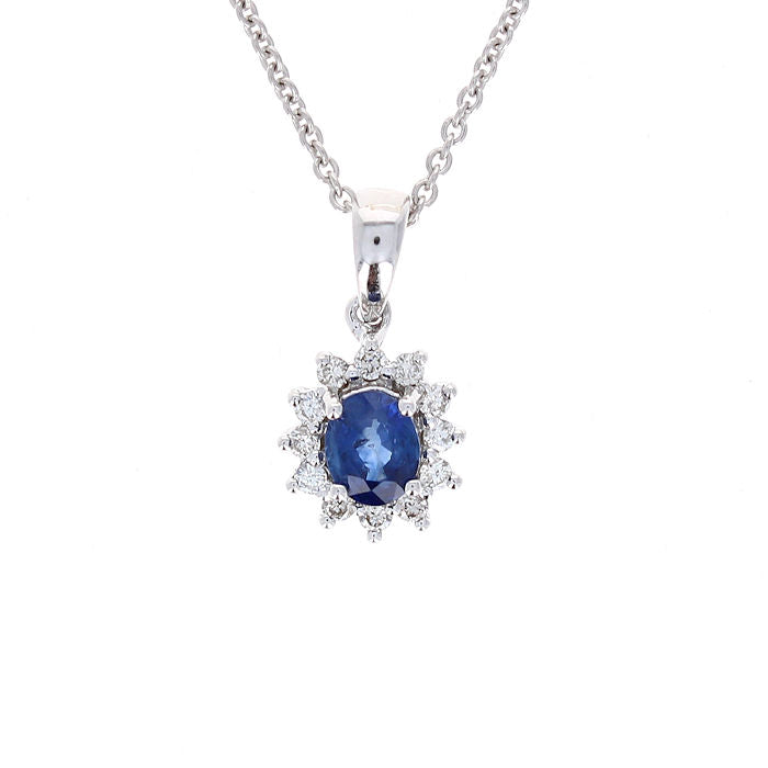 Ladies 14kt White Gold 0.51ct Sapphire and Diamond Pendant