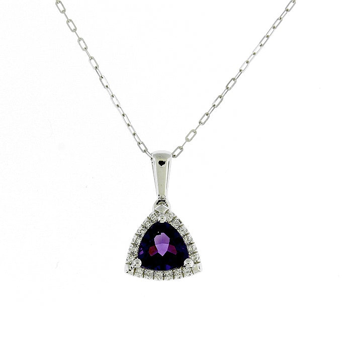 Ladies 14kt White Gold 1.03ct Amethyst and 0.14cts Diamond Pendant