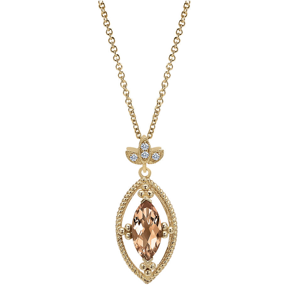 Ladies 14kt Yellow Gold 8.81ct Smokey Quartz and 0.04cts Diamond Pendant