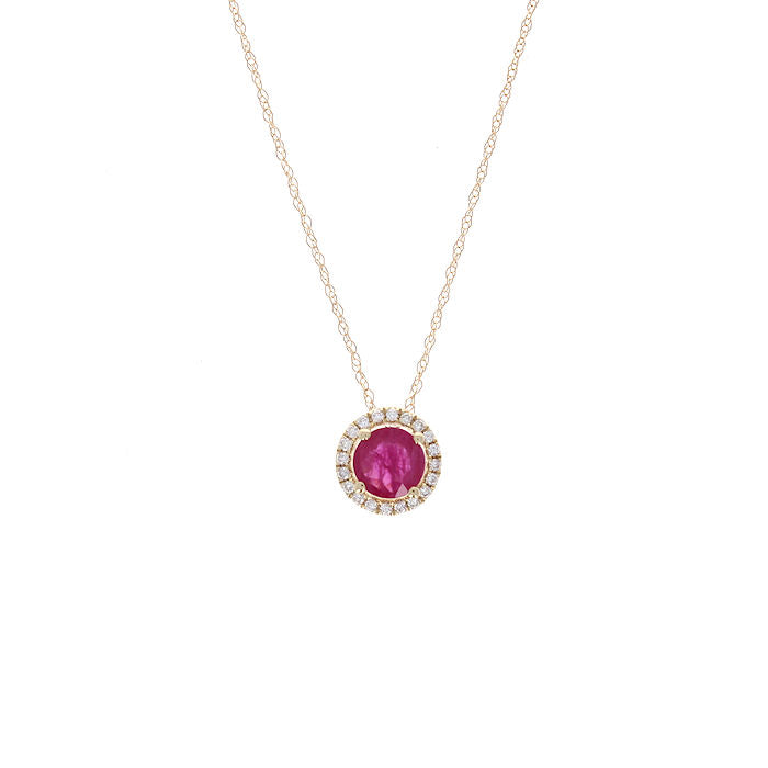 Ladies 14kt Yellow Gold 0.47ct Ruby and 0.08cts Diamond Pendant