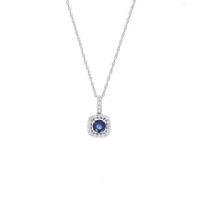 Ladies 14kt White Gold 0.35ct Sapphire and 0.14cts Diamond Pendant