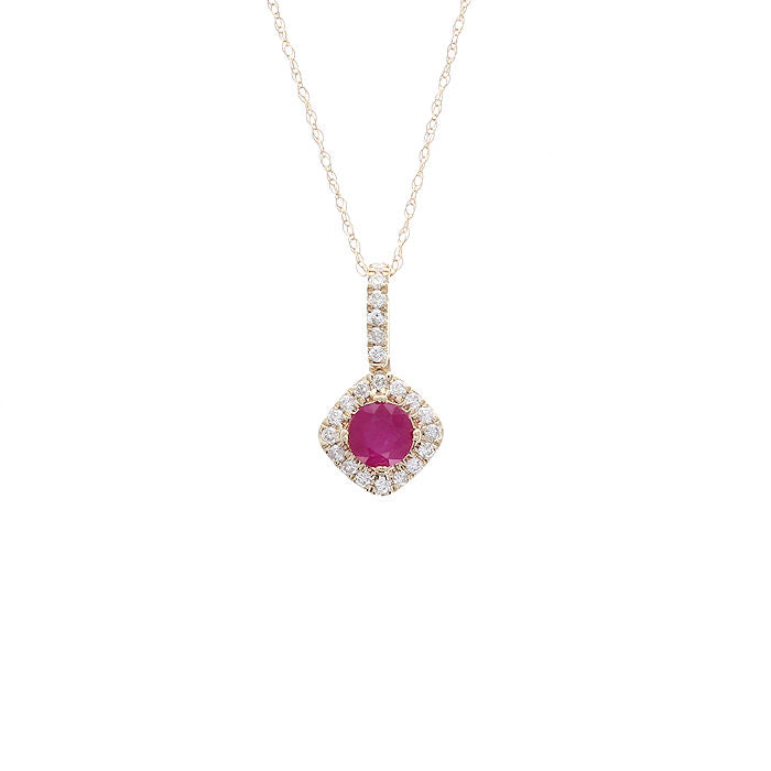 Ladies 14kt Yellow Gold 0.47ct Ruby and Diamond Necklace