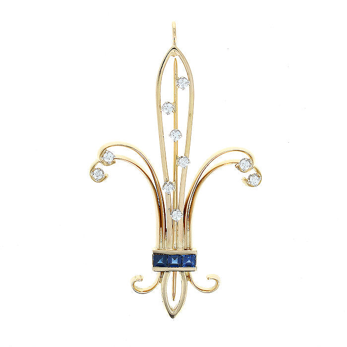 Ladies 18kt Yellow Gold 0.48cts Sapphire and 0.28cts Diamond Pendant
