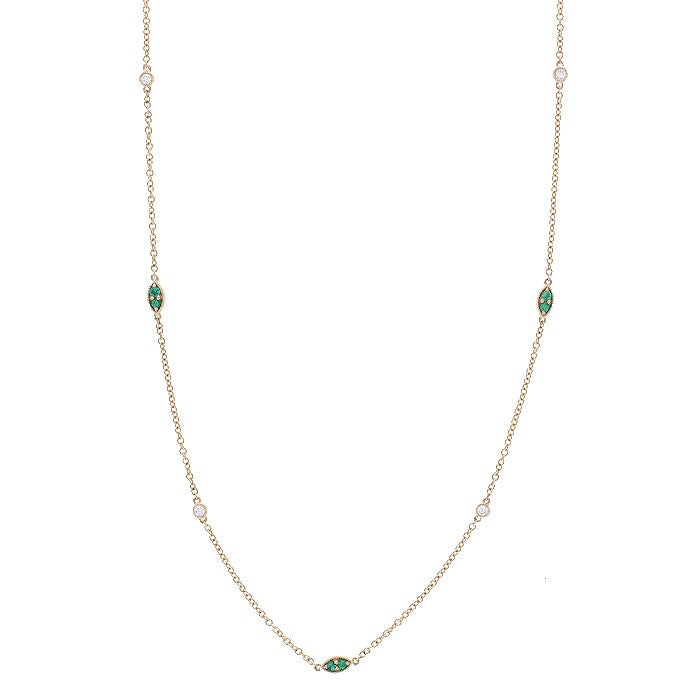 Ladies 14kt Yellow Gold 0.25cts Emerald and 0.16cts Diamond Necklace