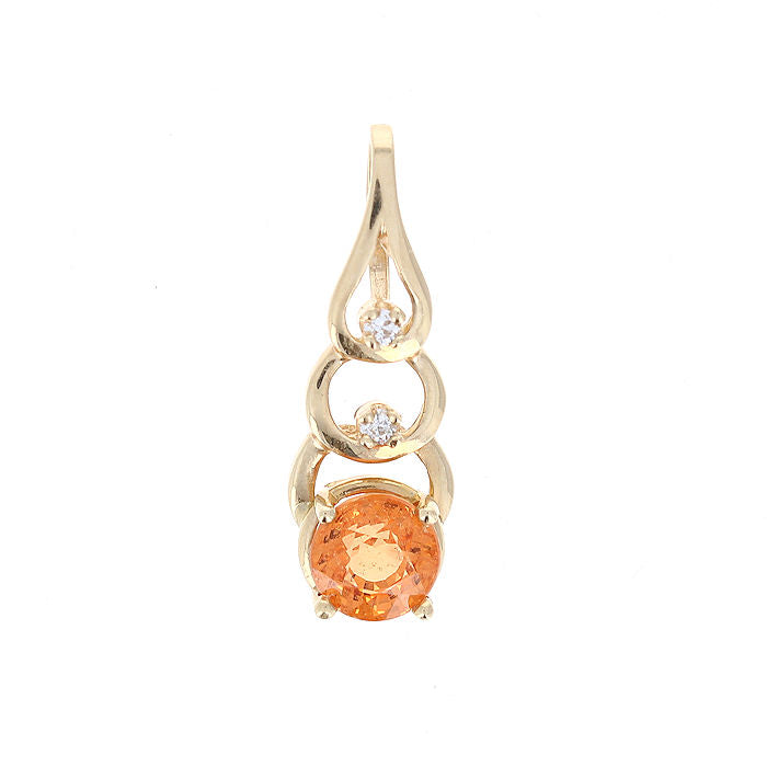 Ladies 14kt Yellow Gold 2.65ct Garnet and 0.07cts Diamond Pendant