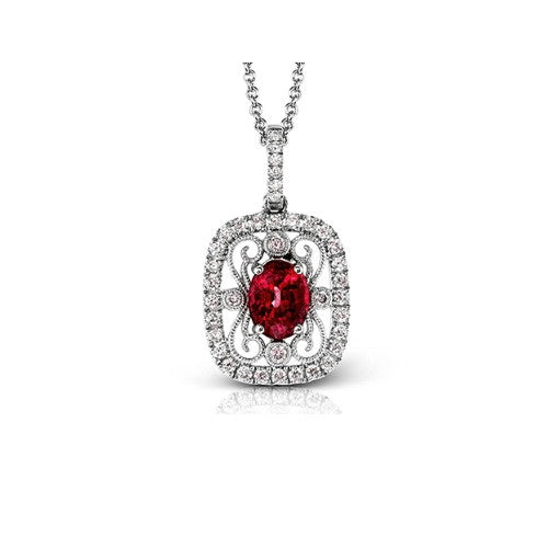 Ladies 18kt White Gold 0.44ct Ruby and 0.21cts Diamond Pendant