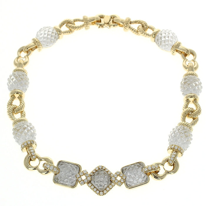 Ladies 18kt Yellow Gold 232.82cts  Quartz and 2.82cts Diamond Necklace