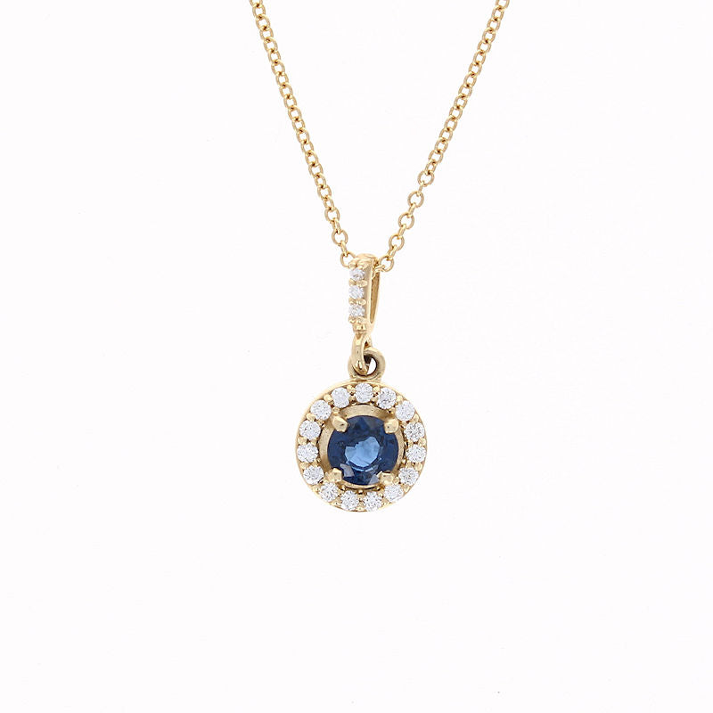 Ladies 14kt Yellow Gold 0.50ct Blue Sapphire and Diamond Pendant