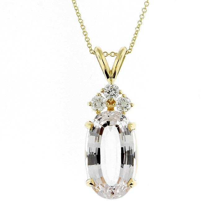 Ladies 14kt Yellow Gold 9.00ct Kunzite and 0.33cts Diamond Pendant