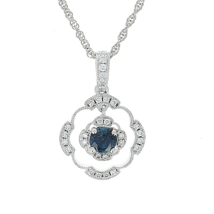 Ladies 14kt White Gold 0.33ct Sapphire and 0.14cts Diamond Pendant