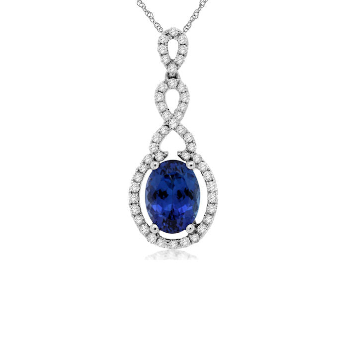 Ladies 14kt White Gold 1.30ct Tanzanite and 0.26cts Diamond Pendant