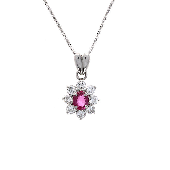 Ladies Platinum 0.50ct Ruby and 0.70cts Diamond Pendant
